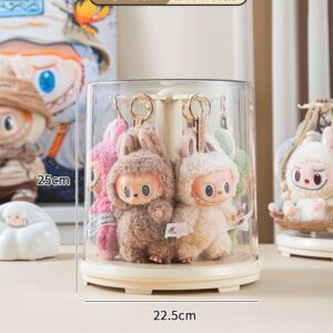 360° Rotatable Acrylic Display Box, 1 Count Large Capacity Display Box with Lid, Clear Storage Box, Stylish Organizer, Home Organizer for Dolls, Jewelry, Pendants, Home Supplies Labubu transparent rotating display box no doll include