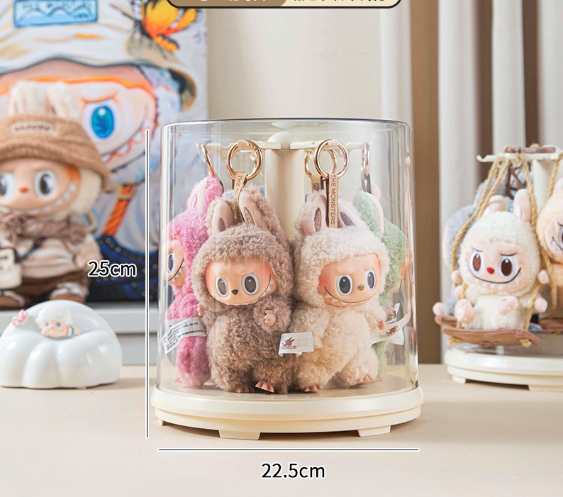Rotating Display Box, 1 Count Clear Dustproof Display Box for Keychain, Watch, Jewelry, Home Organizer for Living Room Bedroom Study Room Labubu transparent rotating display box no doll include (Copy)